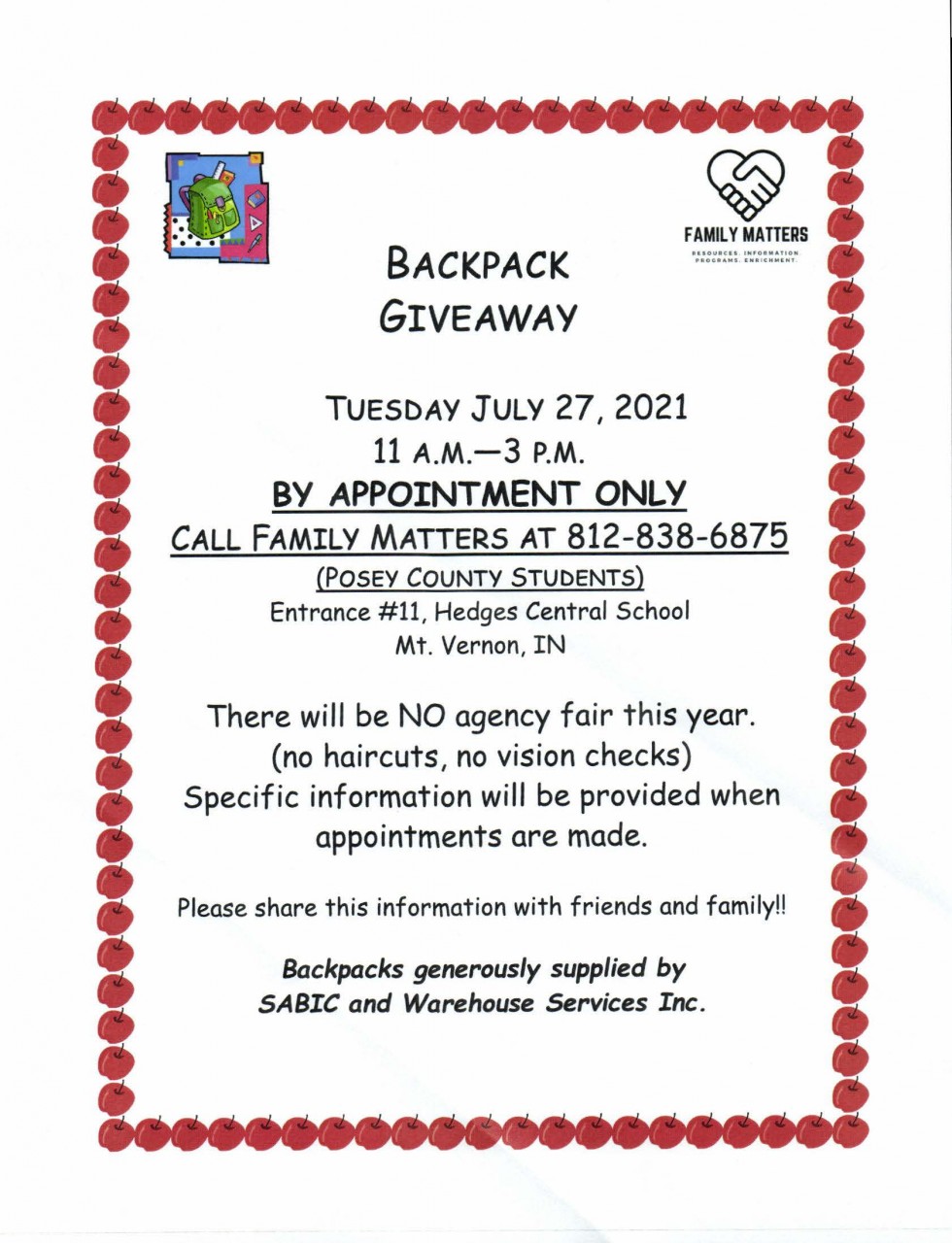 2021 Backpack Giveaway